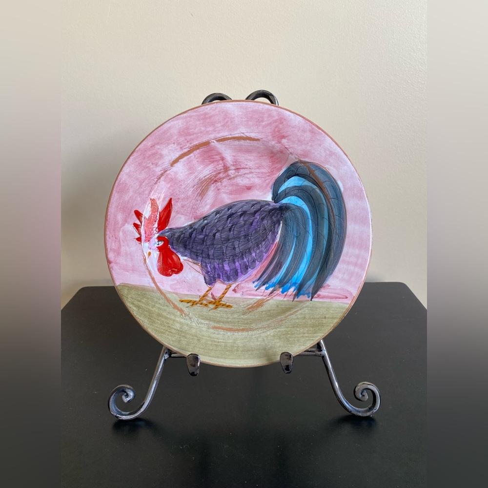 Present Tense Home Artistry Handpainted Italian Rooster Decorative Plate